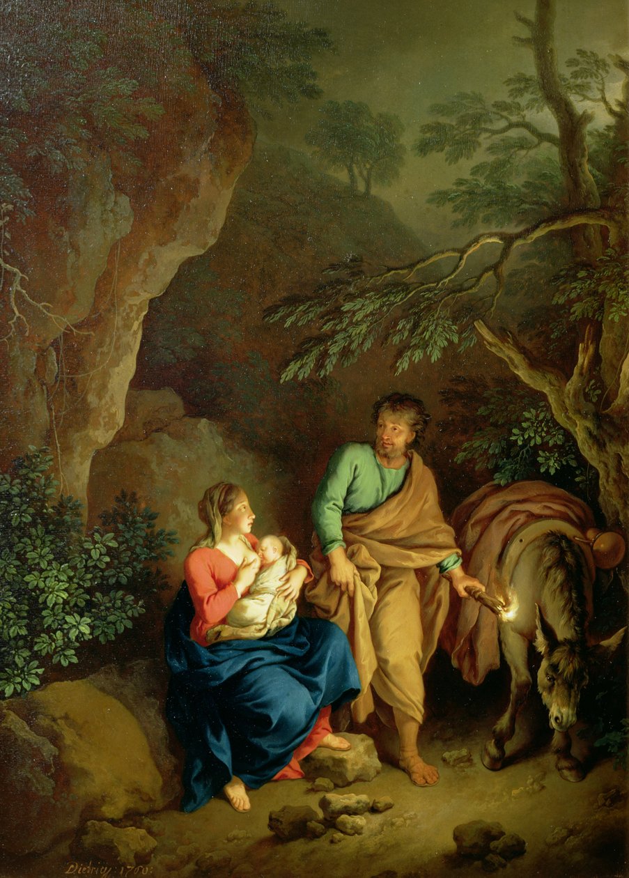 Odpočinek na útěku do Egypta, 1760 (panel) od Christian Wilhelm Ernst Dietrich
