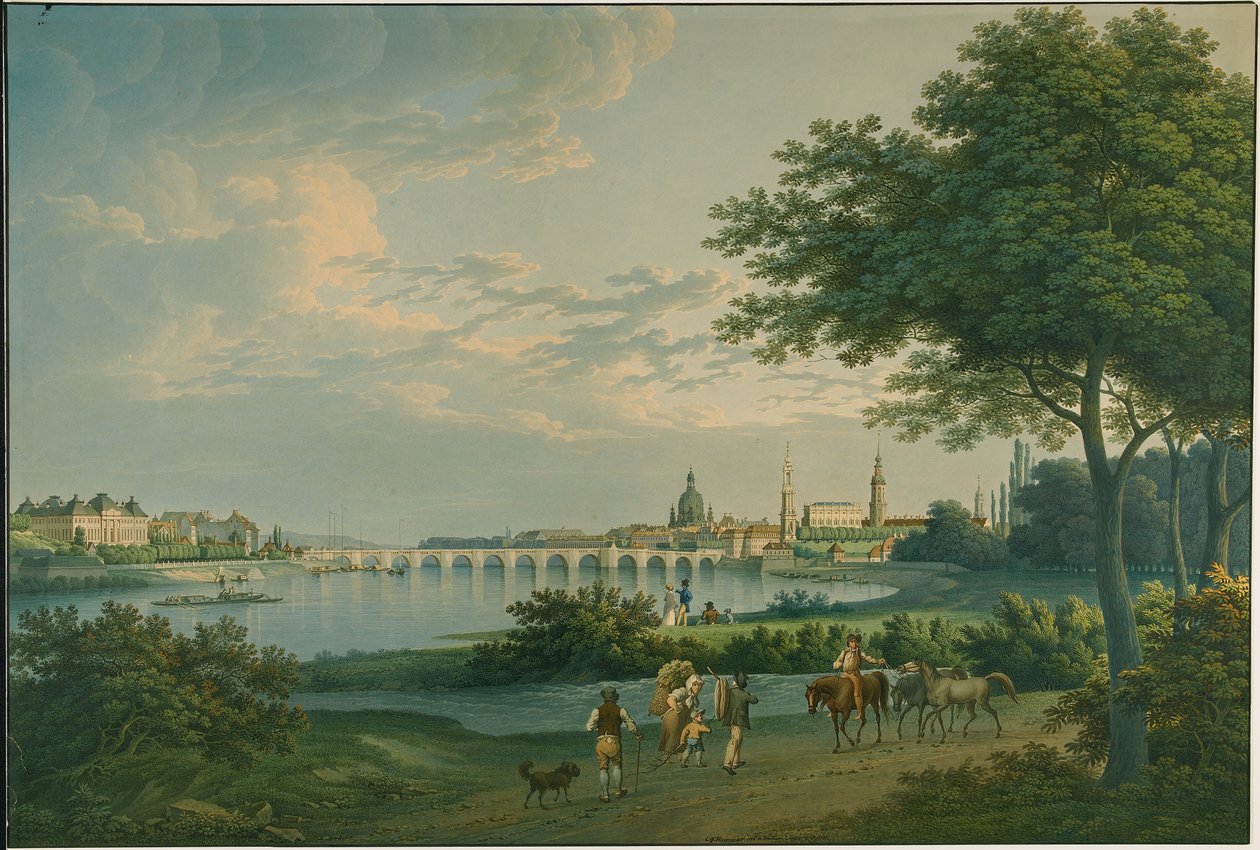 Pohled na Drážďany od Christian Gottlieb Hammer