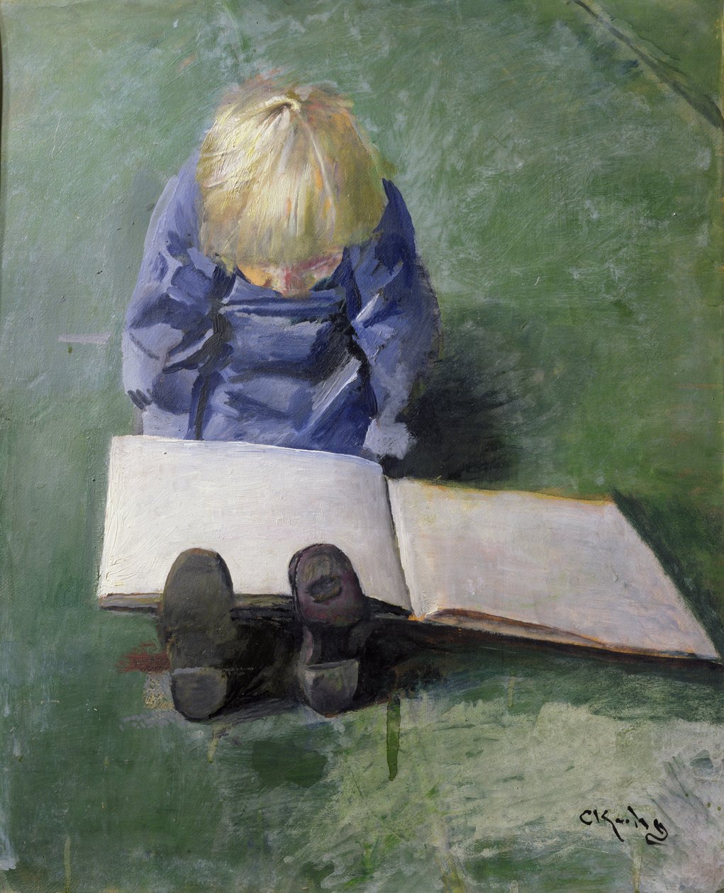 Malý Ebbe čte od Christian Krohg