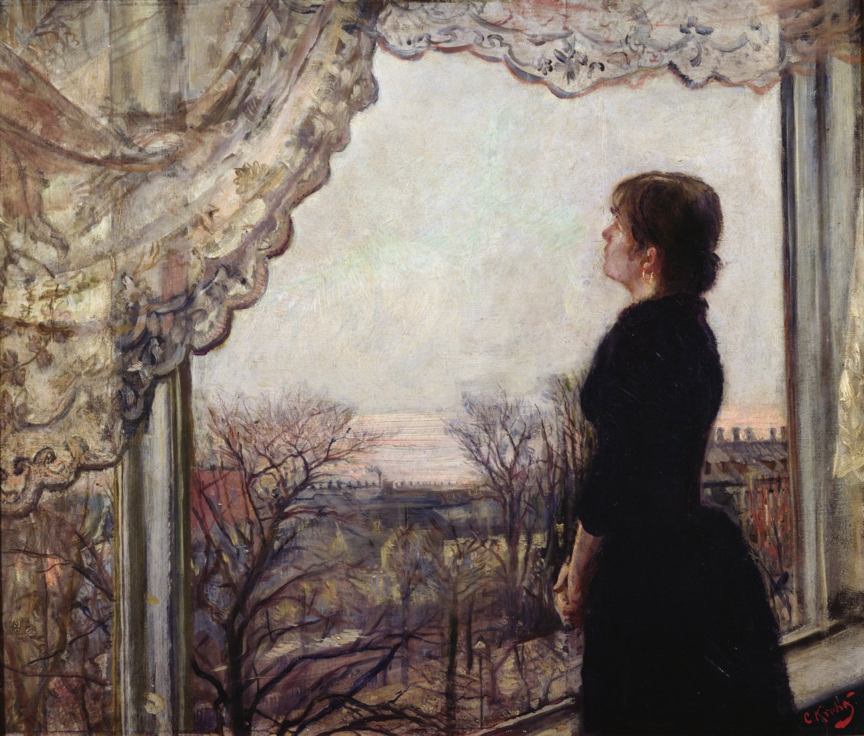 Oda Krohg u okna od Christian Krohg
