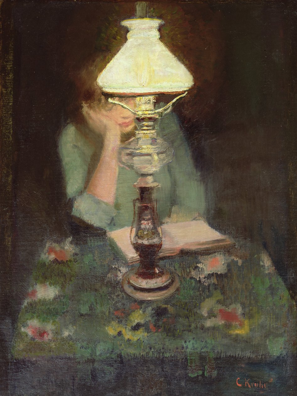 Oda s lampou (olej na plátně) od Christian Krohg