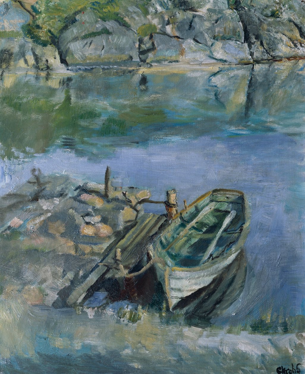 Veslice s přístavištěm od Christian Krohg