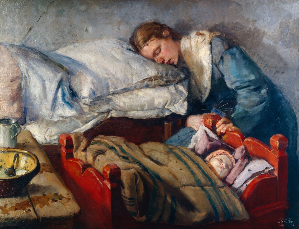 Spící matka od Christian Krohg