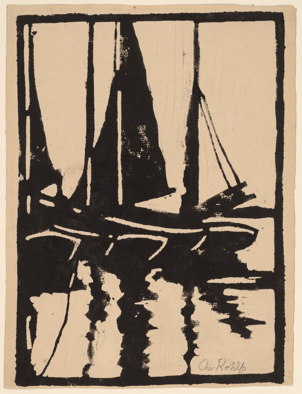 Plachetnice v přístavu, 1905-1910. od Christian Rohlfs