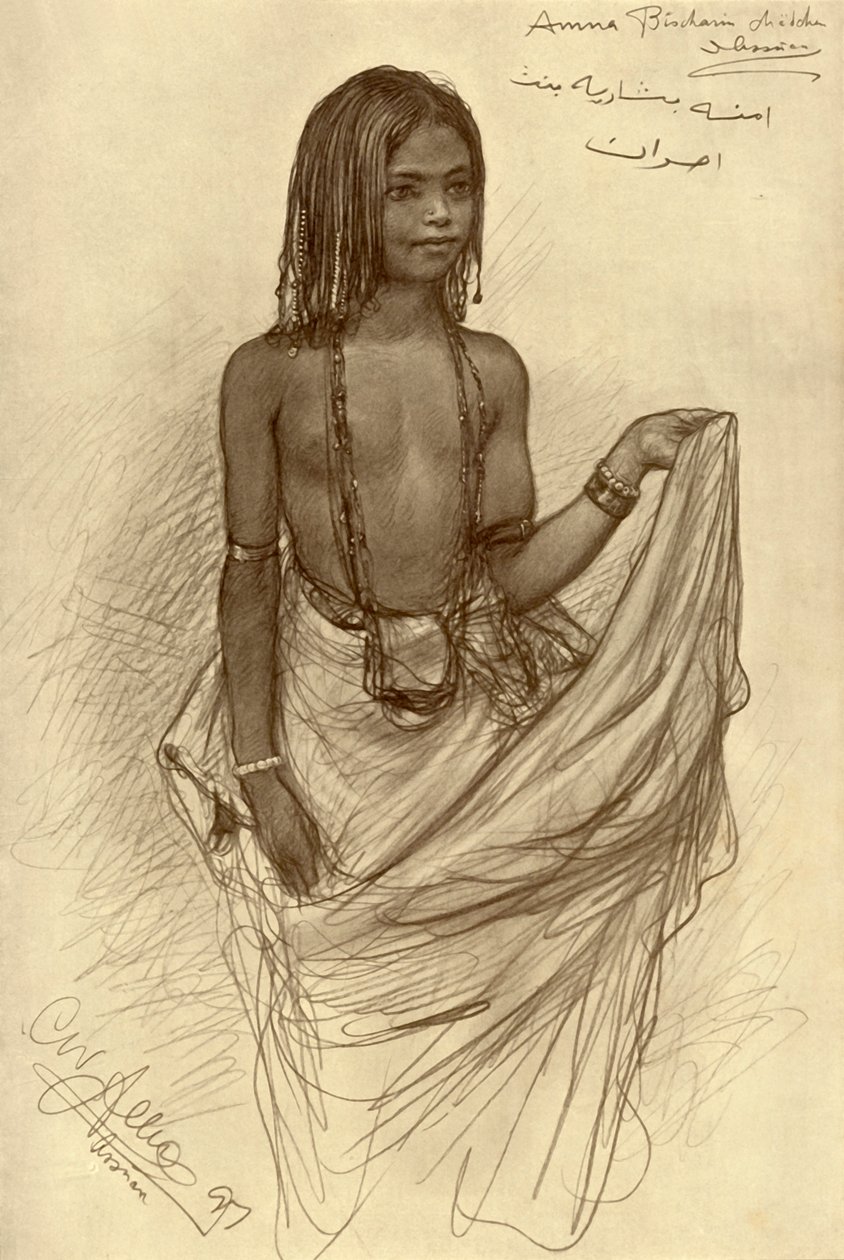 Bishari dívka, More, Egypt, od Christian Wilhelm Allers
