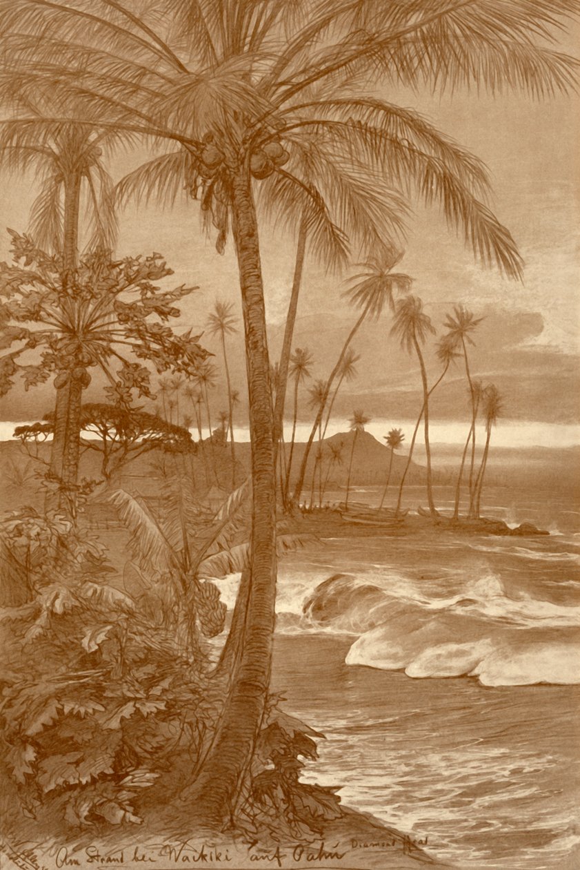 Pláž na Waikiki, Havaj, 1898. od Christian Wilhelm Allers