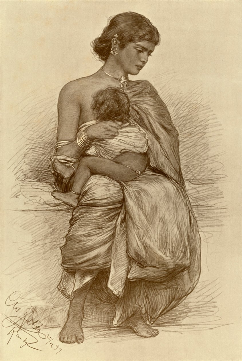 Mladá matka, Kandy, Ceylon, 1898. od Christian Wilhelm Allers