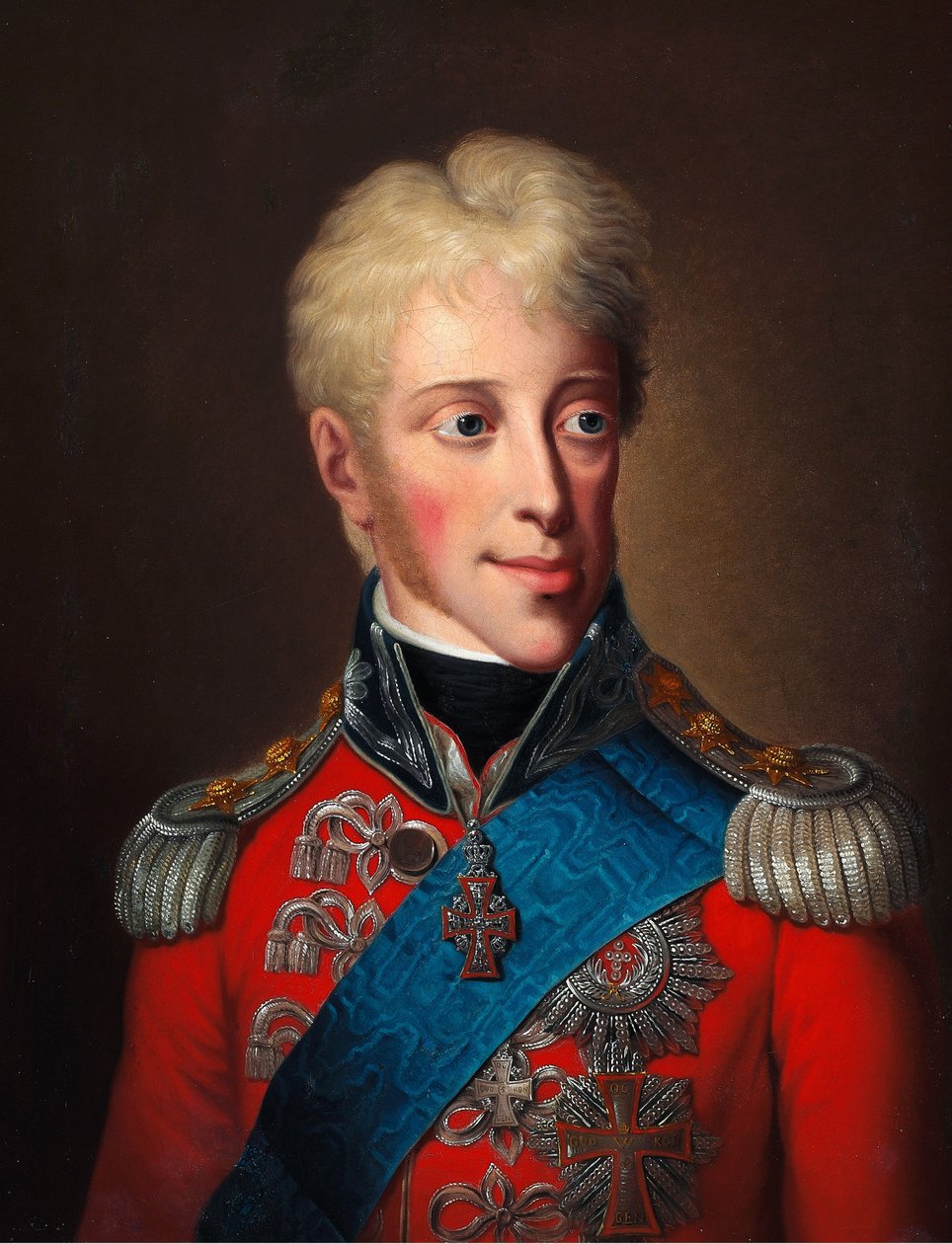 Portrét Frederika VI (1784-1839) v červeném saku a s Řádem slona od Christoph Wilhelm Wohlien