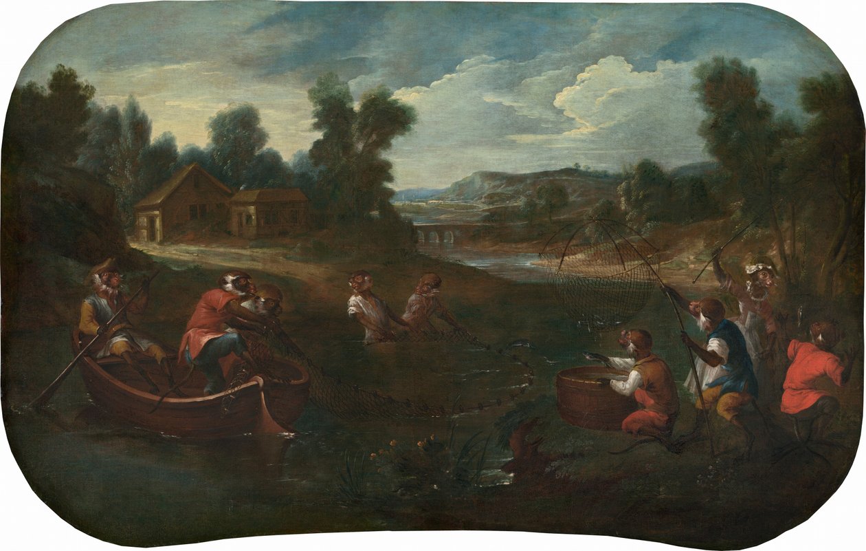 Singerie: The Fishermen, c. 1739. od Christophe Huet