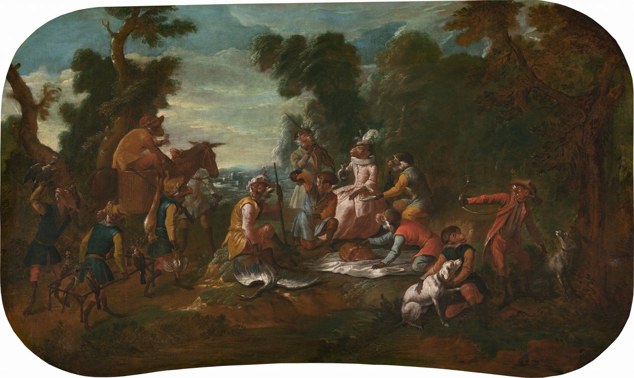 Singerie: The Picnic, c. 1739. od Christophe Huet