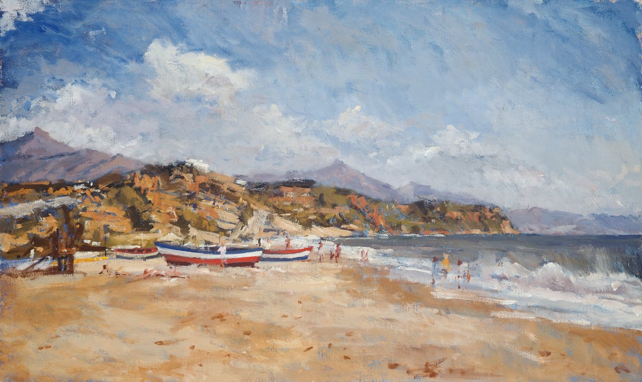 Pláž a hory, Nerja, 2001 od Christopher Glanville
