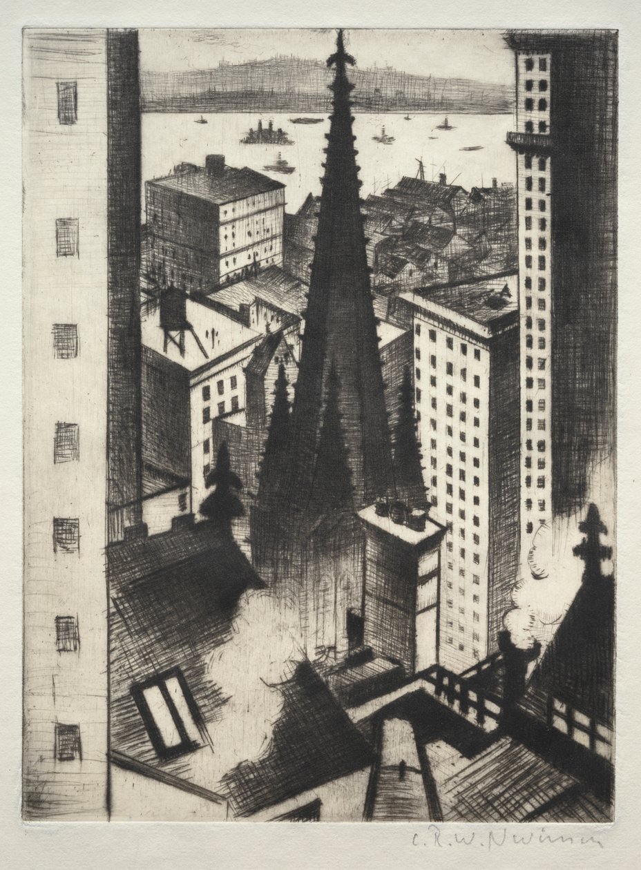 Chrám v New Yorku od Christopher Richard Wynne Nevinson