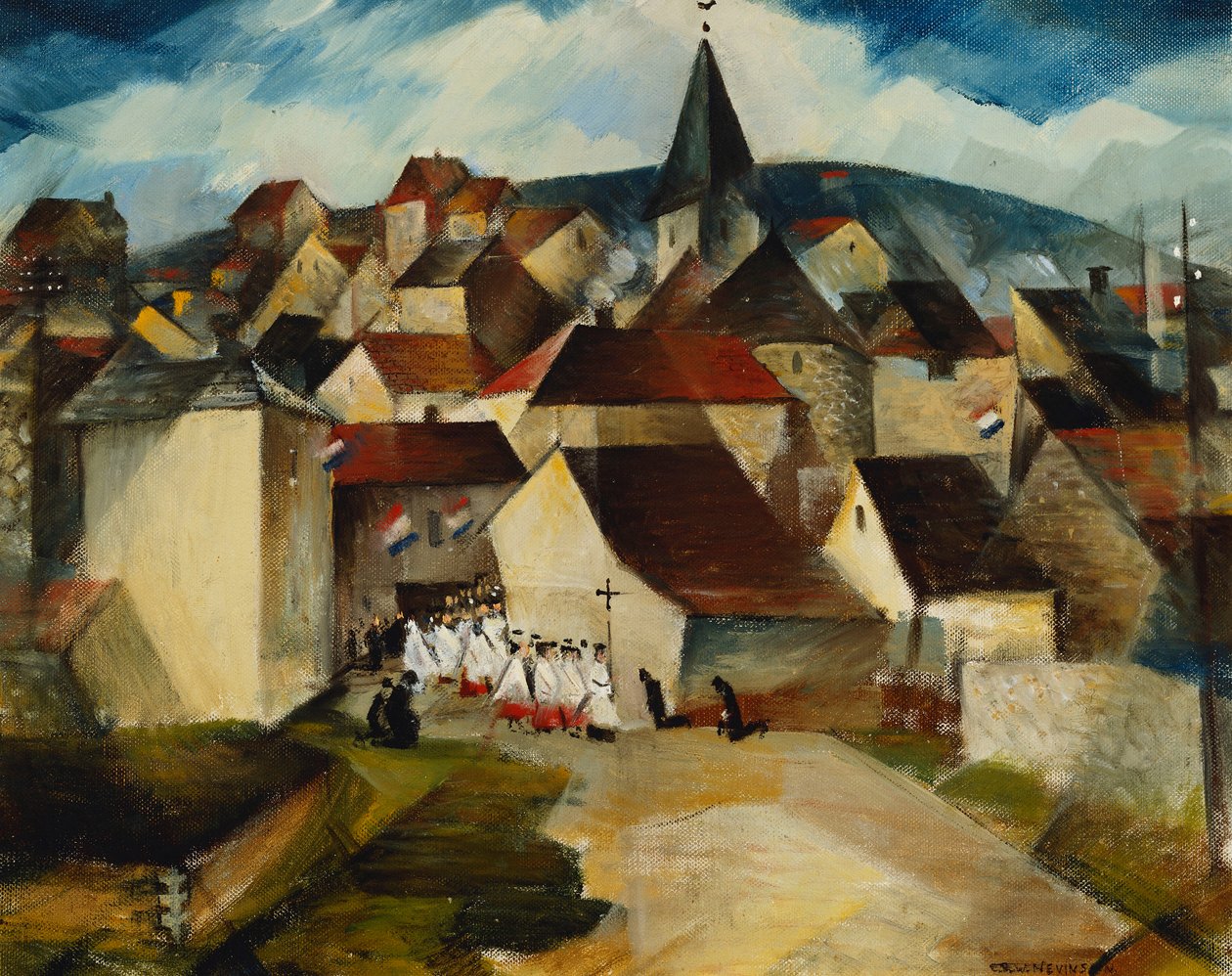 Vesnický průvod, Francie, kolem roku 1923 od Christopher Richard Wynne Nevinson