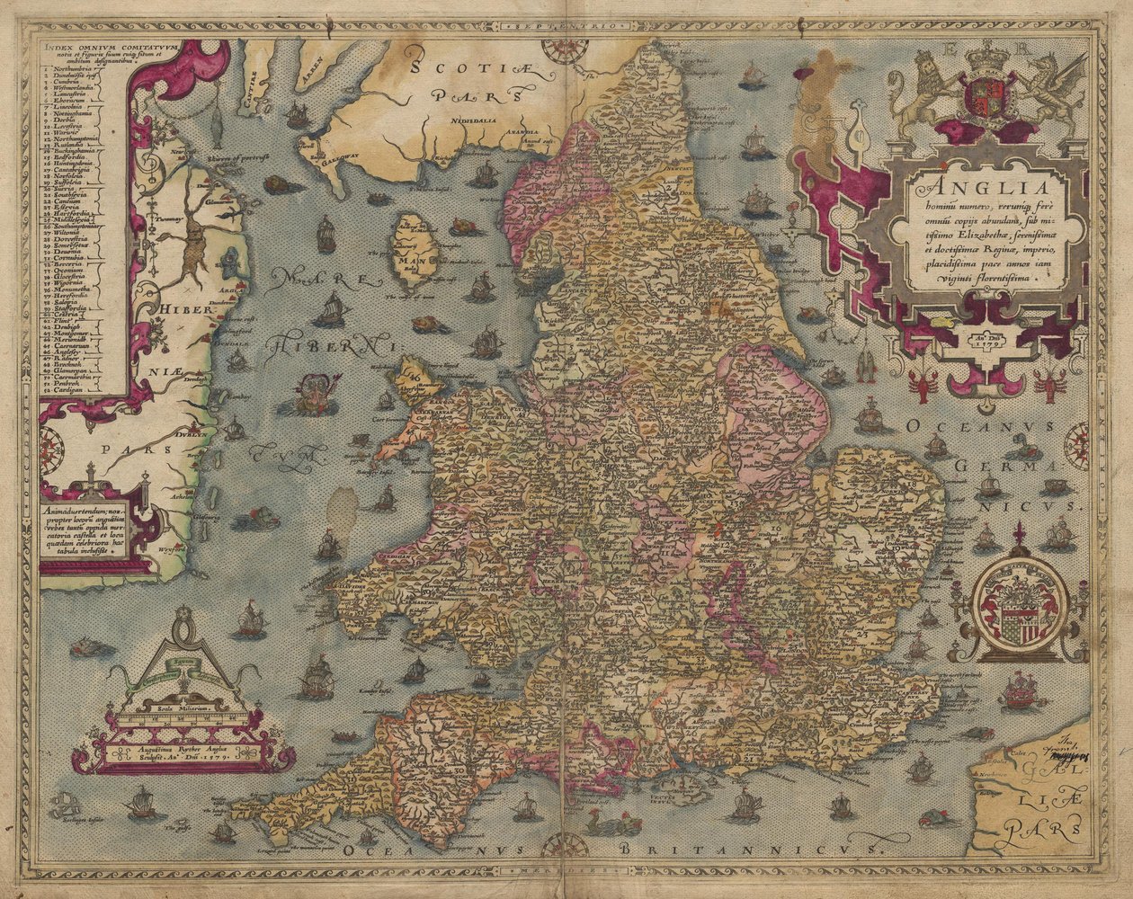 Anglie: Anglie a Wales, 1579 od Christopher Saxton