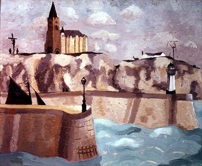 Kostel na útesu, Dieppe, 1929 od Christopher Wood