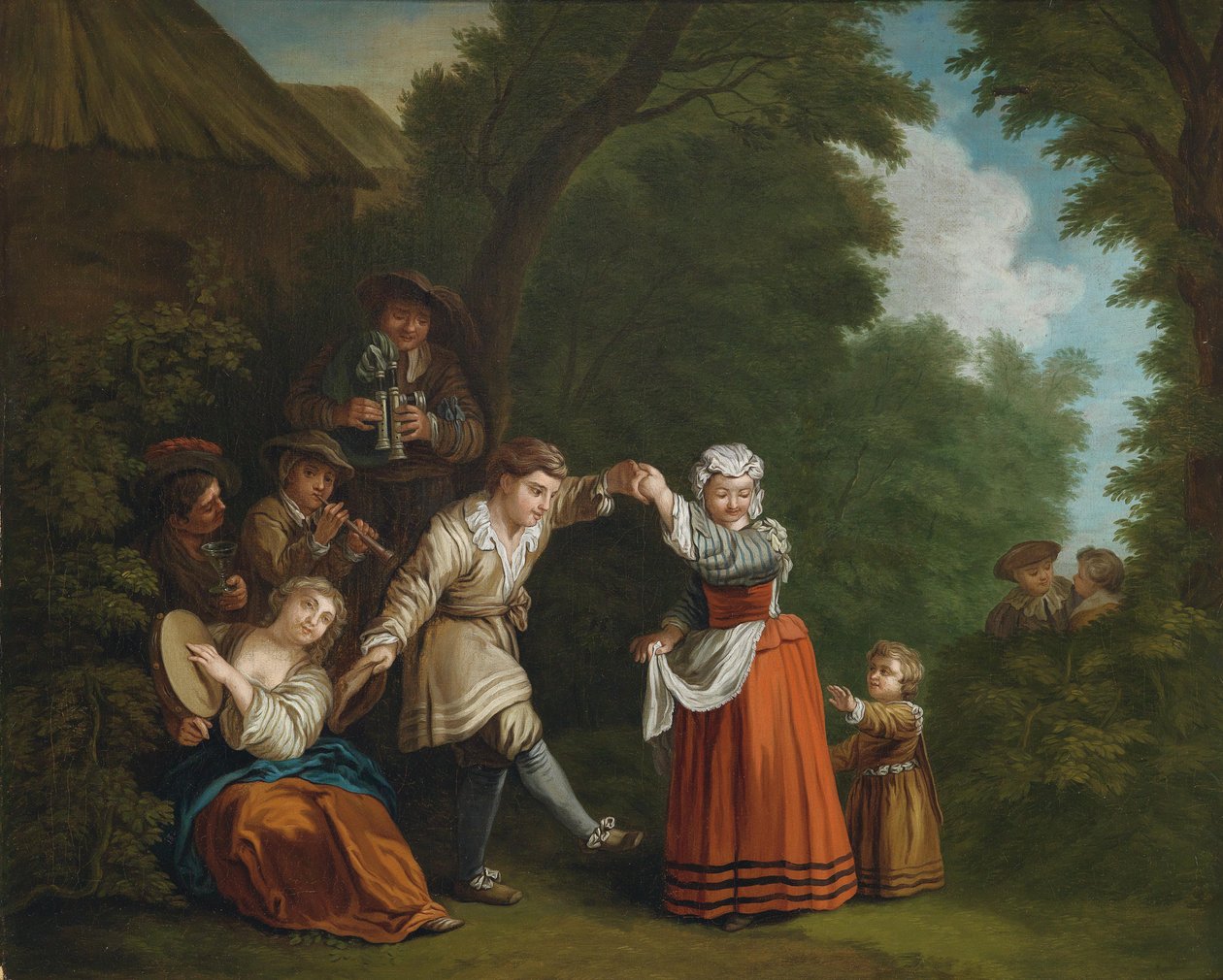 Venkovský tanec (s dudákem) od Circle of Jean Baptiste Le Prince