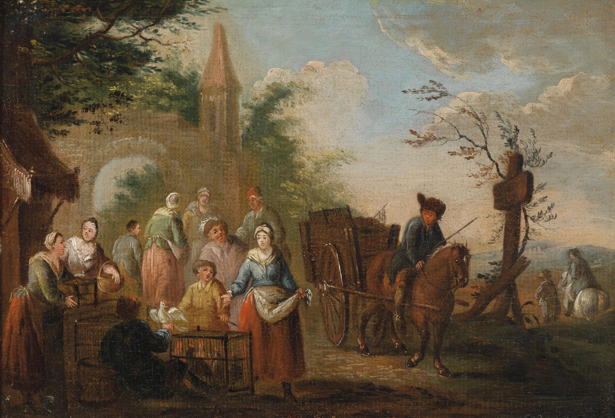 Prodejce drůbeže před městskou bránou od Circle of Pieter Angillis