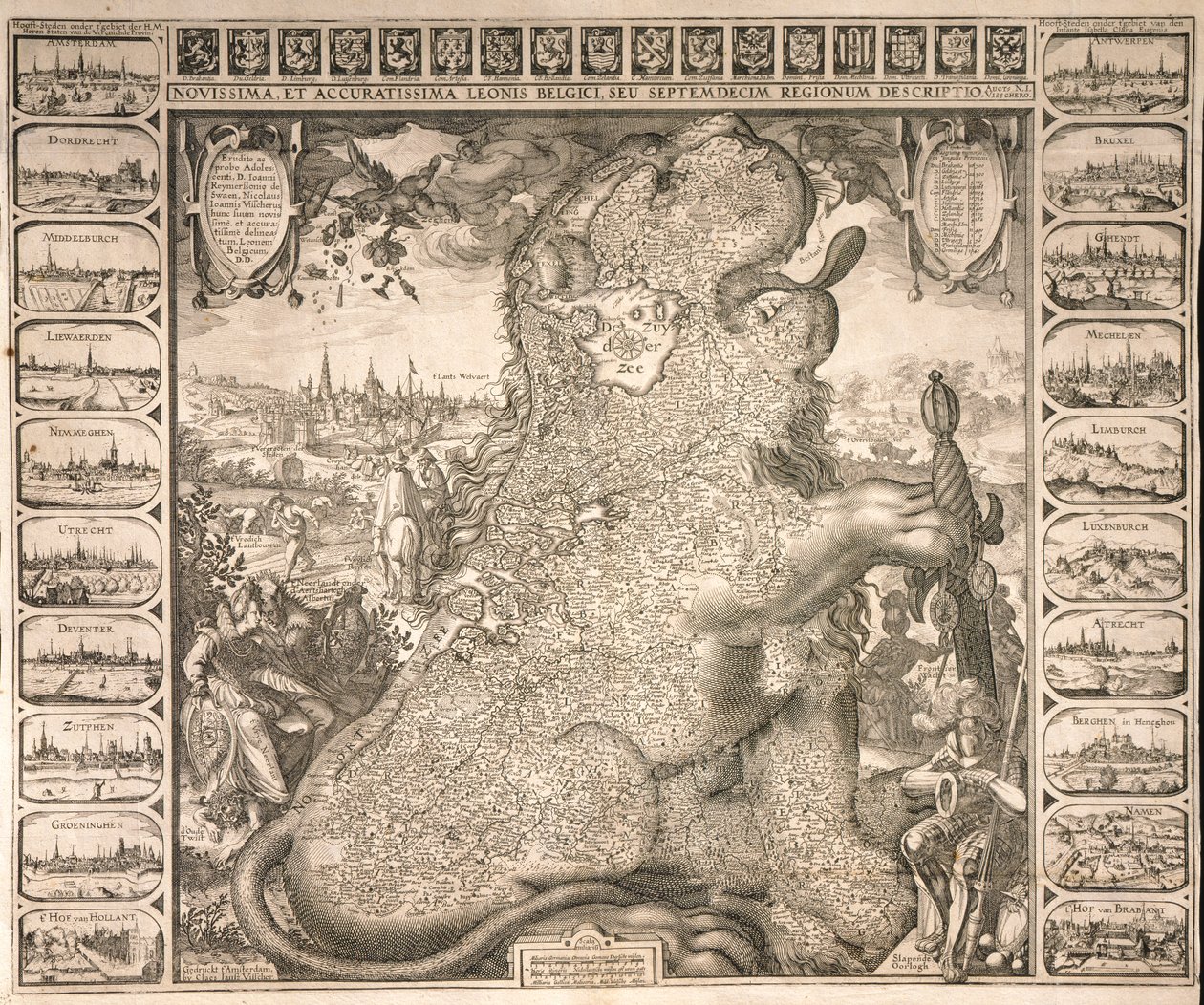 Sedmnáct regionů belgického lva, cca 1583 od Claes Jansz Visscher