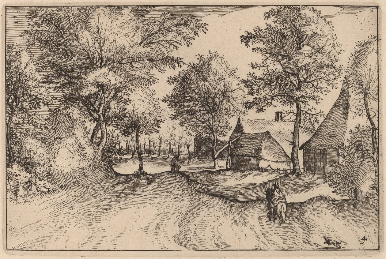 Village Road od Claes Jansz Visscher after Johannes van Doetechum, the Elder after Lucas