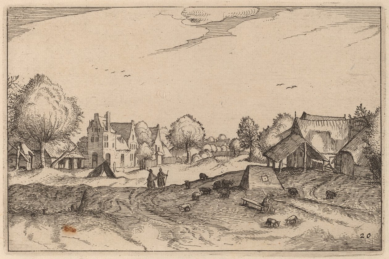 Village Road od Claes Jansz Visscher after Johannes van Doetechum, the Elder after Lucas