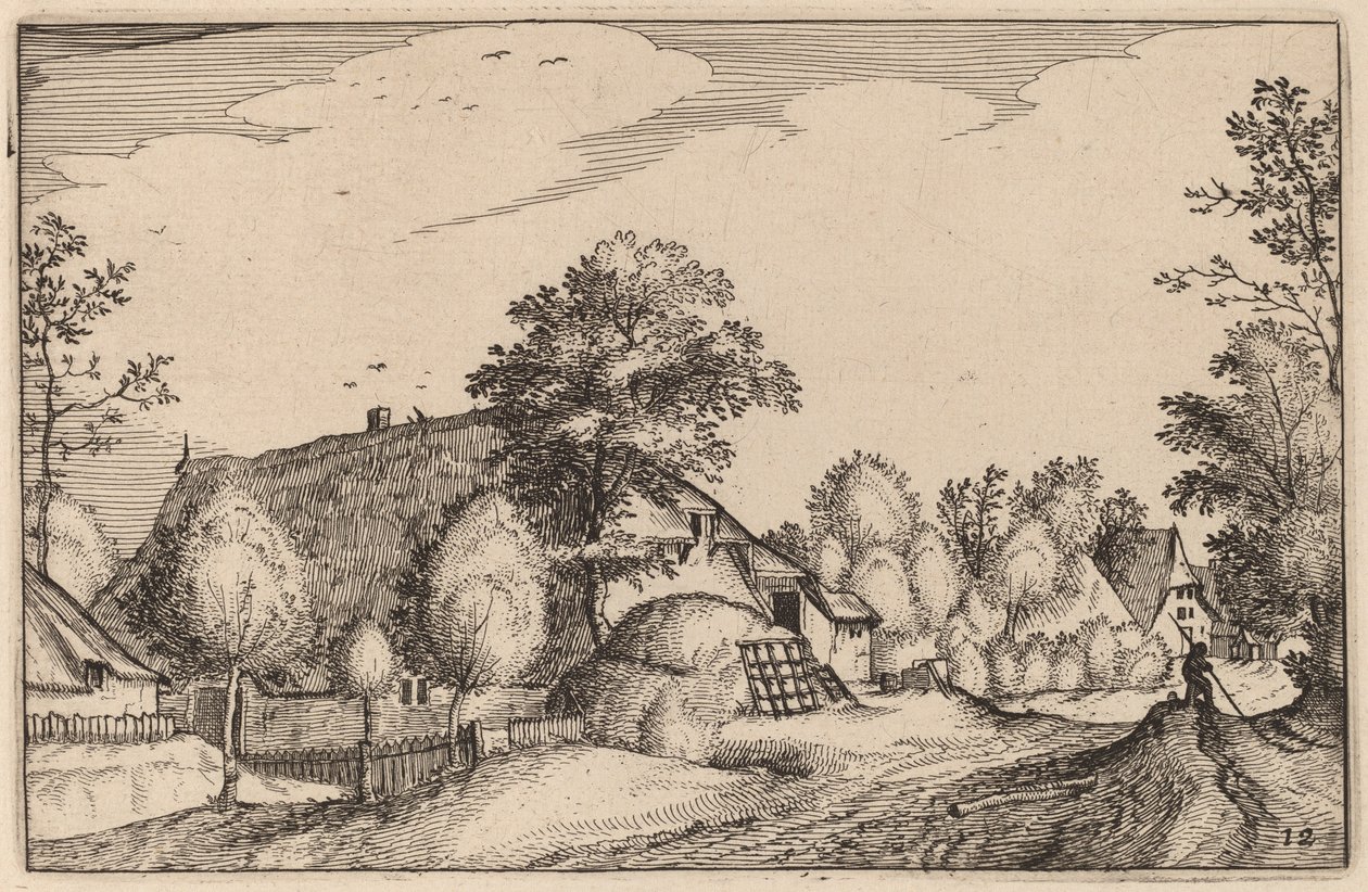 Village Road od Claes Jansz Visscher after Lucas van Doetechum after Master of the Small Landscapes after Johannes