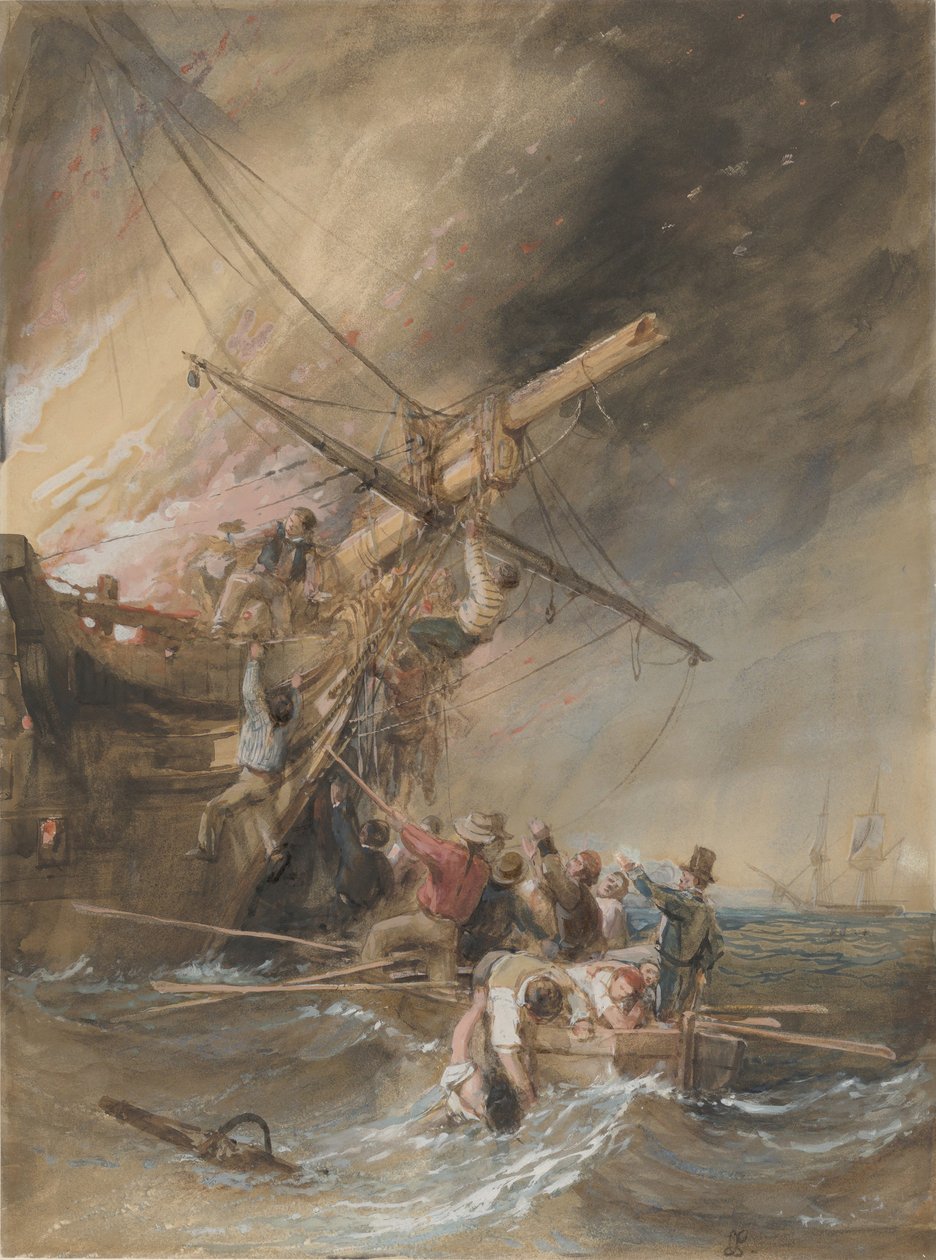 Oheň na moři, 1820-46. od Clarkson Stanfield