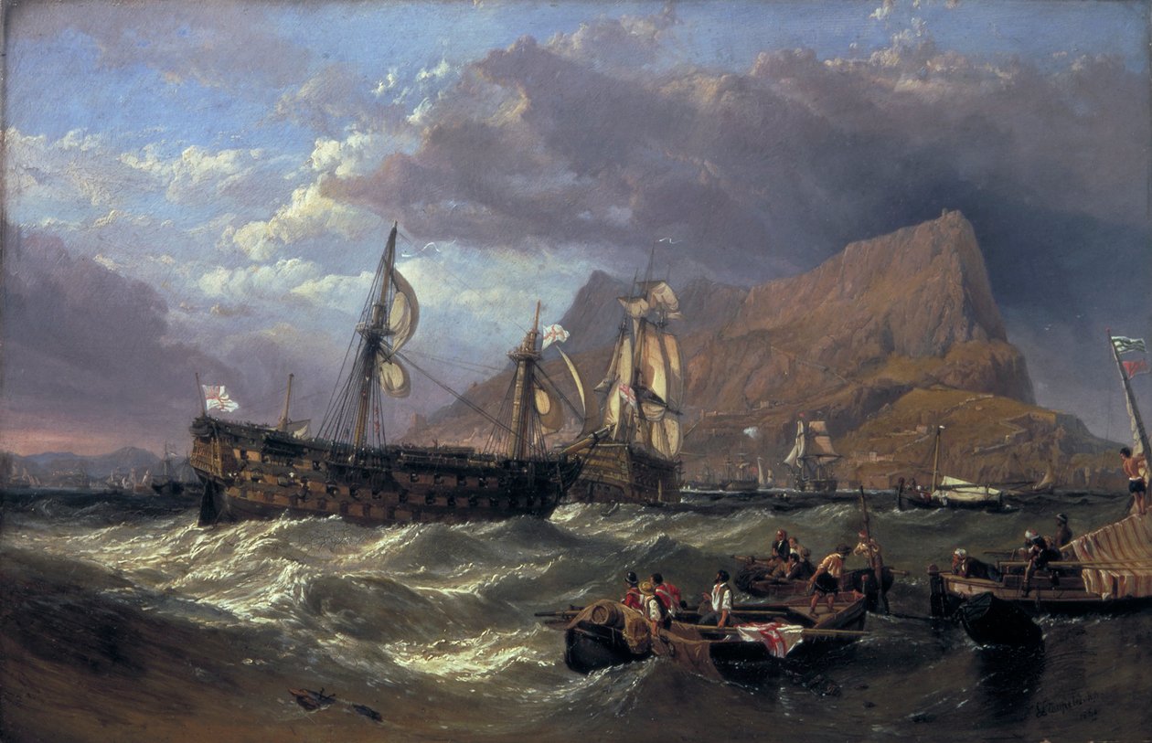 „Vítězství“ odtaženo do Gibraltaru, 1854 od Clarkson Stanfield