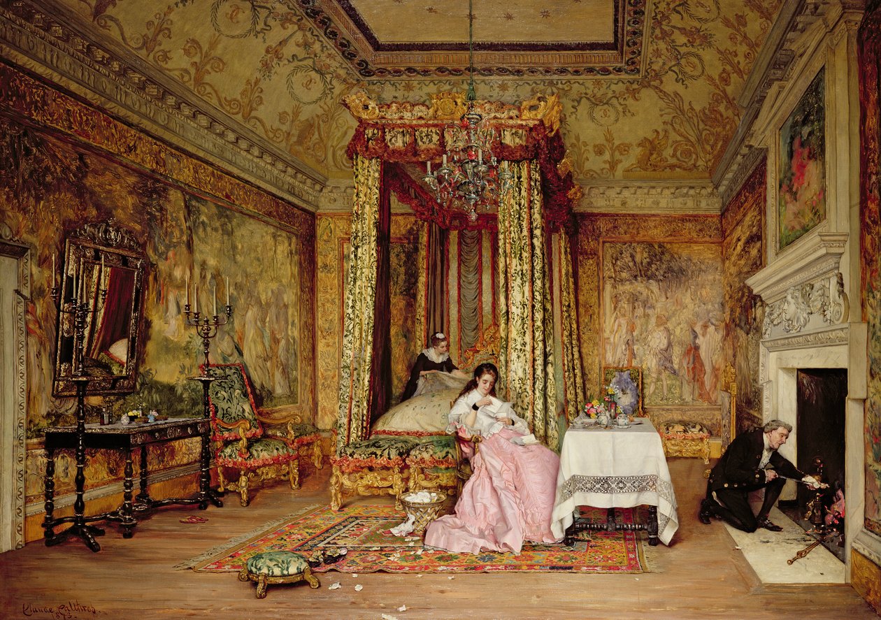 Staré dopisy - scéna v Knole, 1873 od Claude Andrew Calthrop