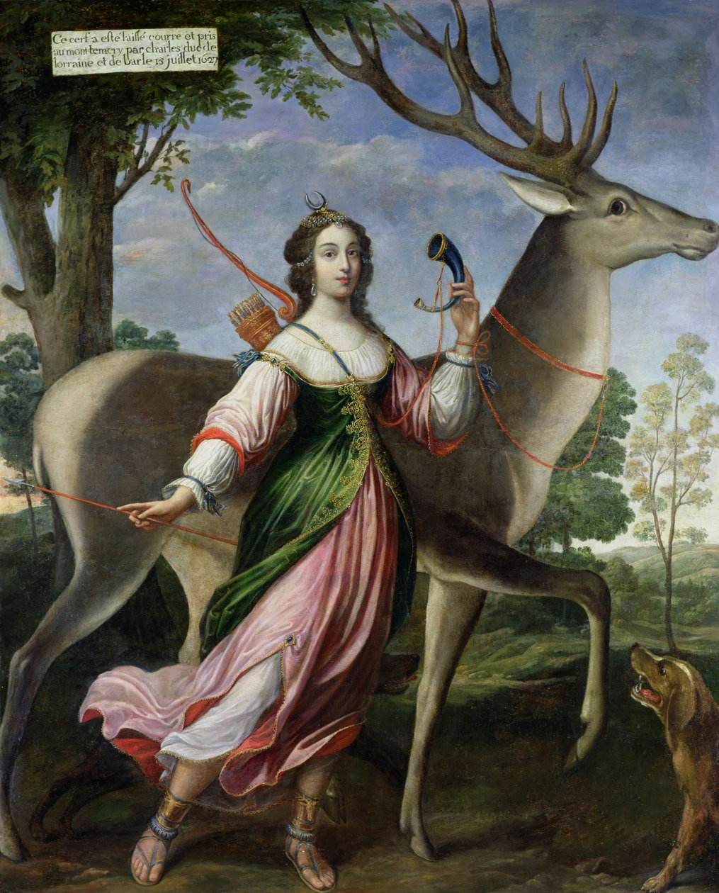 Marie de Rohan-Montbazon (1600-79) vévodkyně z Chevreuse jako Diana lovkyně od Claude Deruet