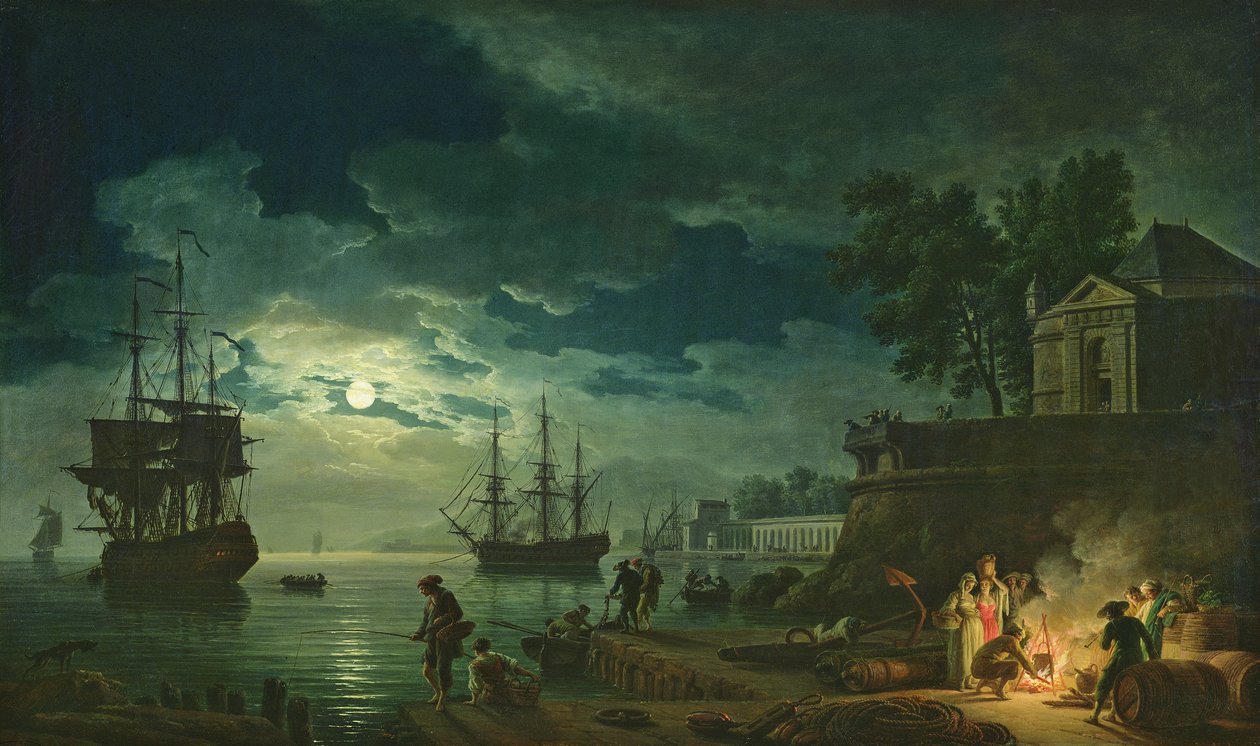 Night: A Port in the Moonlight, 1748 od Claude Joseph Vernet