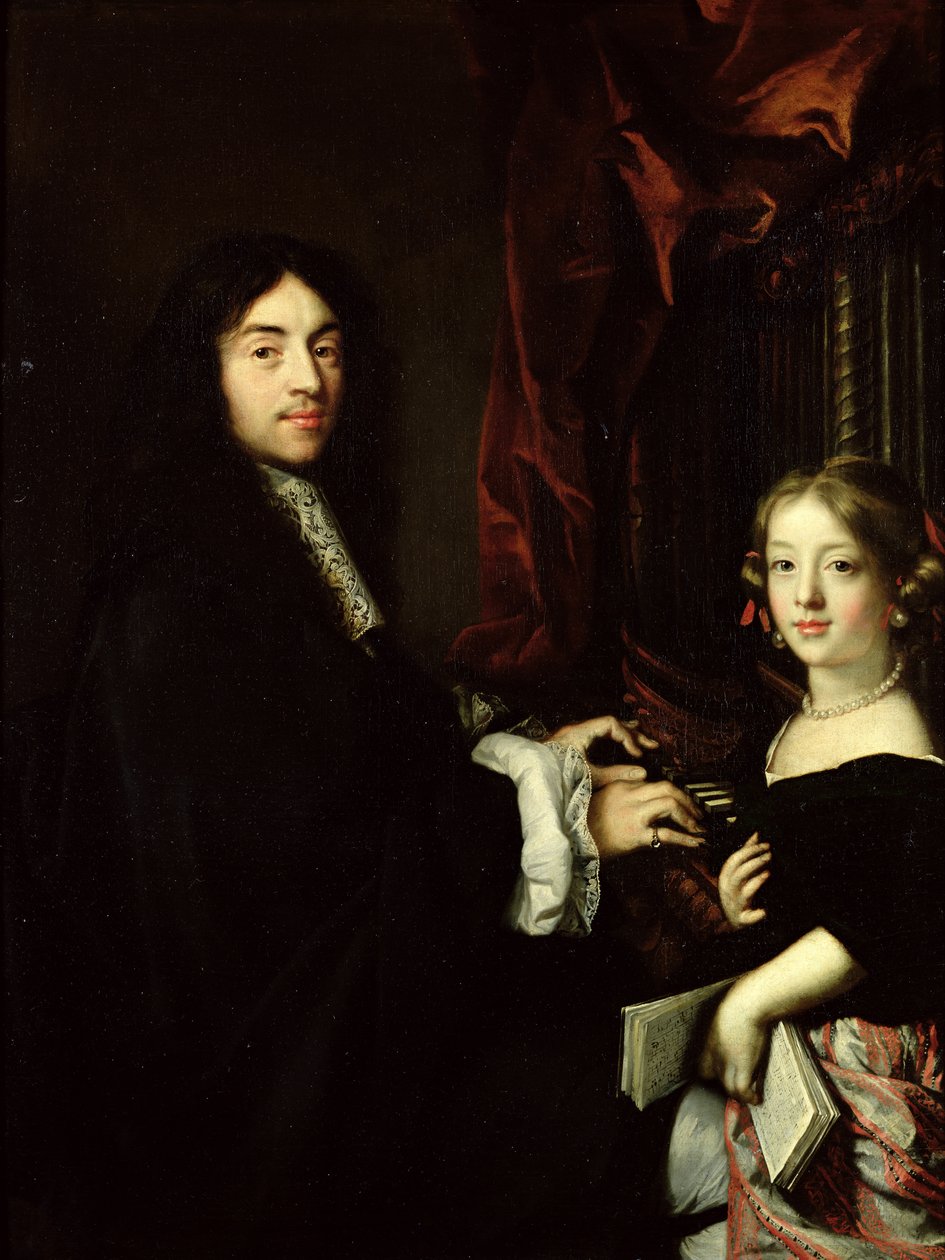 Portrét Charlese Couperina (1638-79) a dcery umělce, 1665-79 od Claude Lefebvre