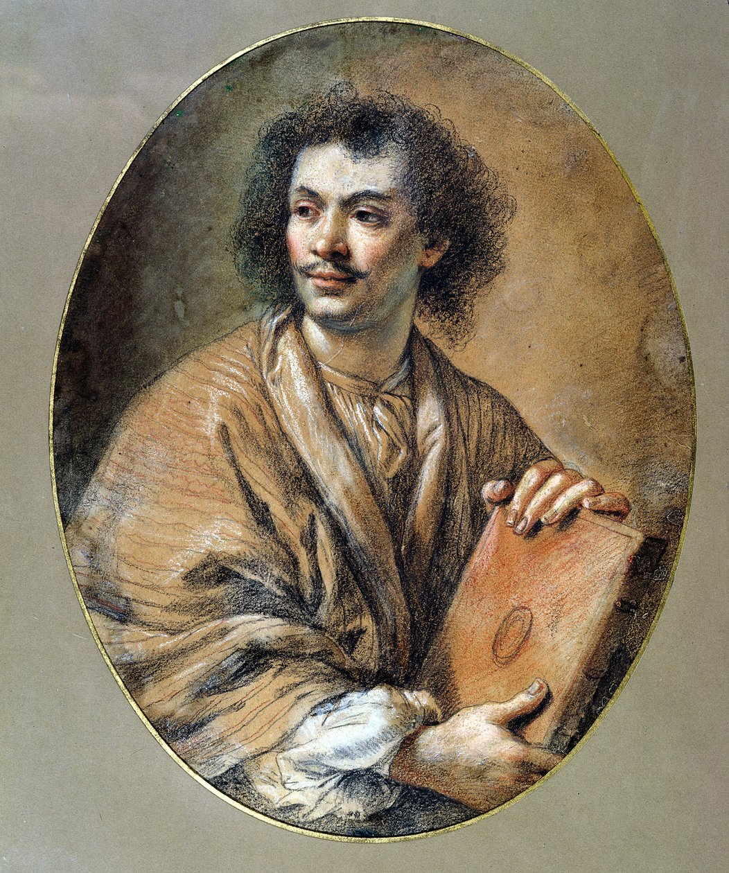 Portrét Moliera (1622-73) (černá a červená křída na papíře) od Claude Lefebvre