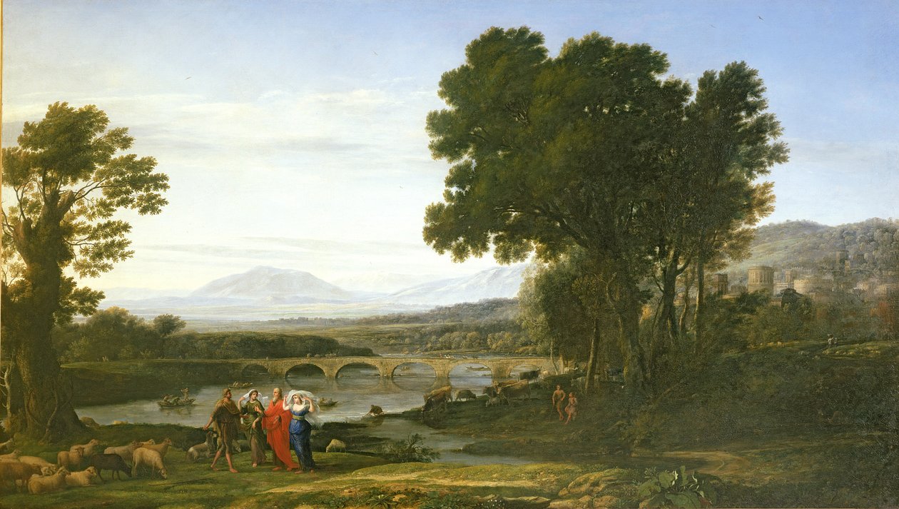 Krajina s Jákobem a Labanem a Labanovými dcerami, 1654 od Claude Lorrain