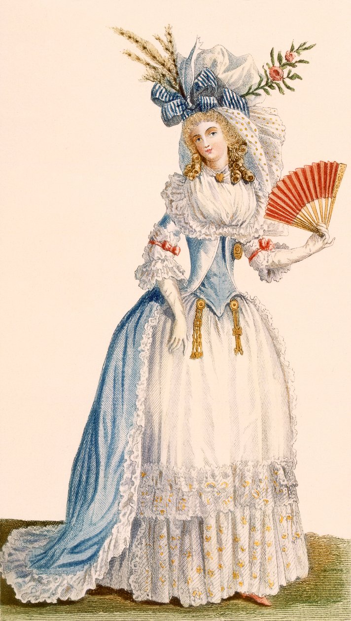 Dámské večerní šaty v tureckém stylu, z "Galeries des Modes et Costumes Francais", cca 1778-87 od Claude Louis Desrais