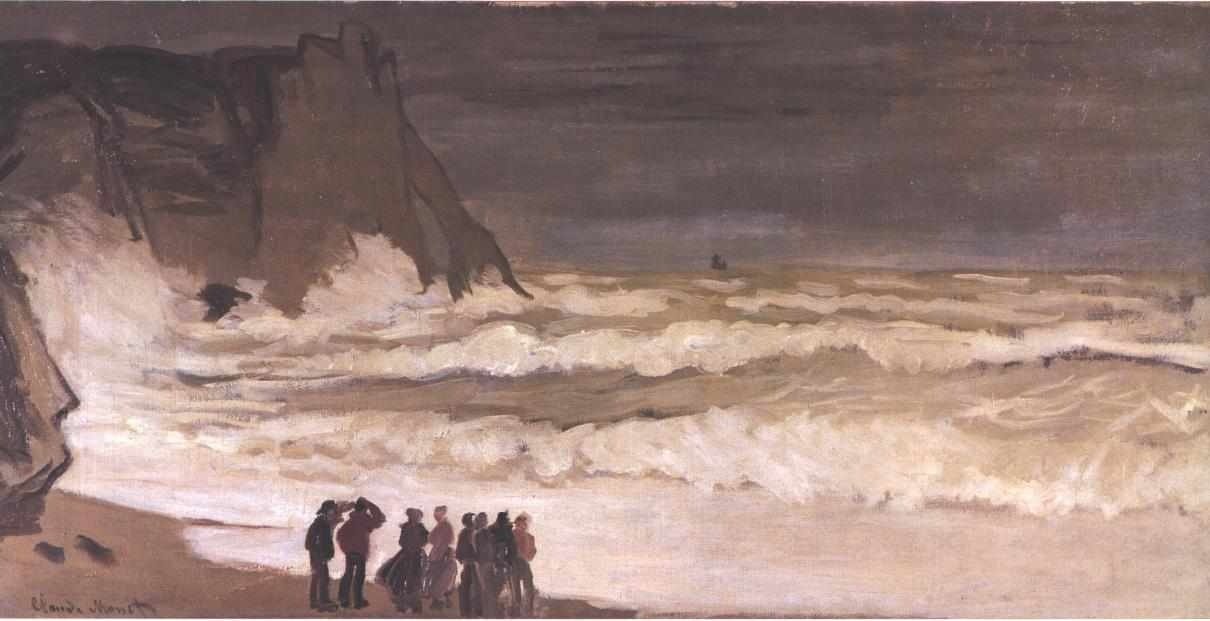 Grosse mer a Etretat anglicky: Stormy sea at Etretat německy: Stormy sea at Etretatn od Claude Monet