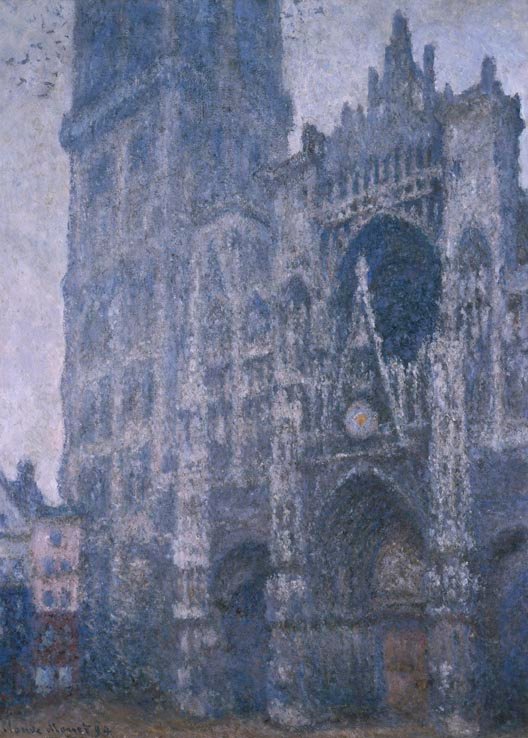 Katedrála v Rouenu. Portál a věž Albane. Šedý čas od Claude Monet
