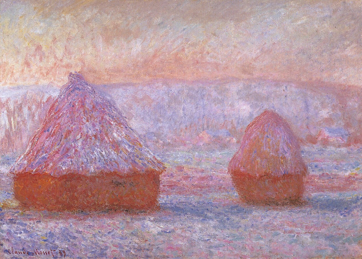 Les Meules, Giverny, ranní efekt od Claude Monet