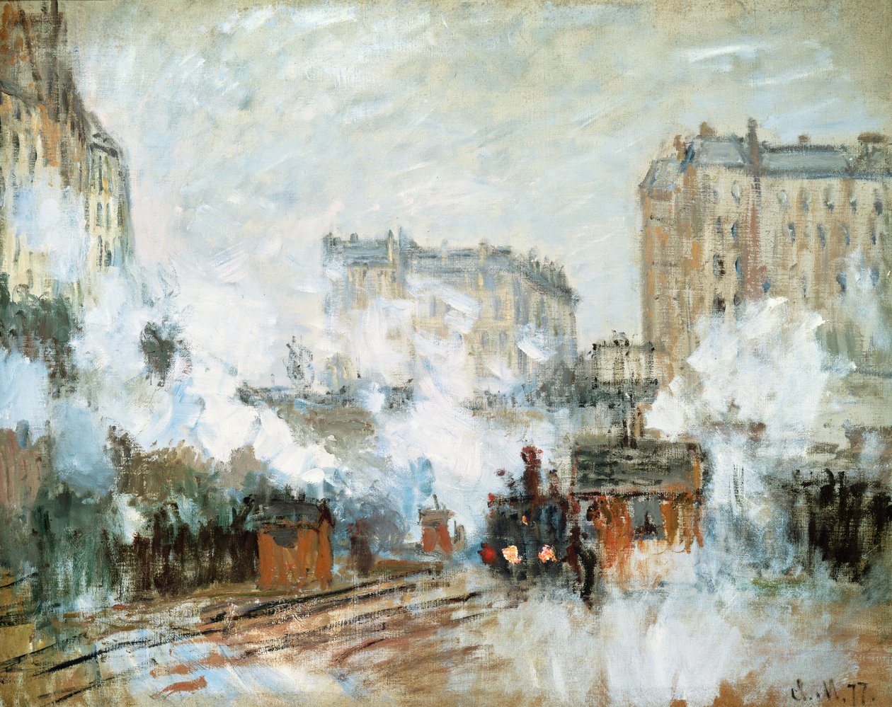 Exteriér Gare Saint-Lazare, Příjezd vlaku, 1877 od Claude Monet