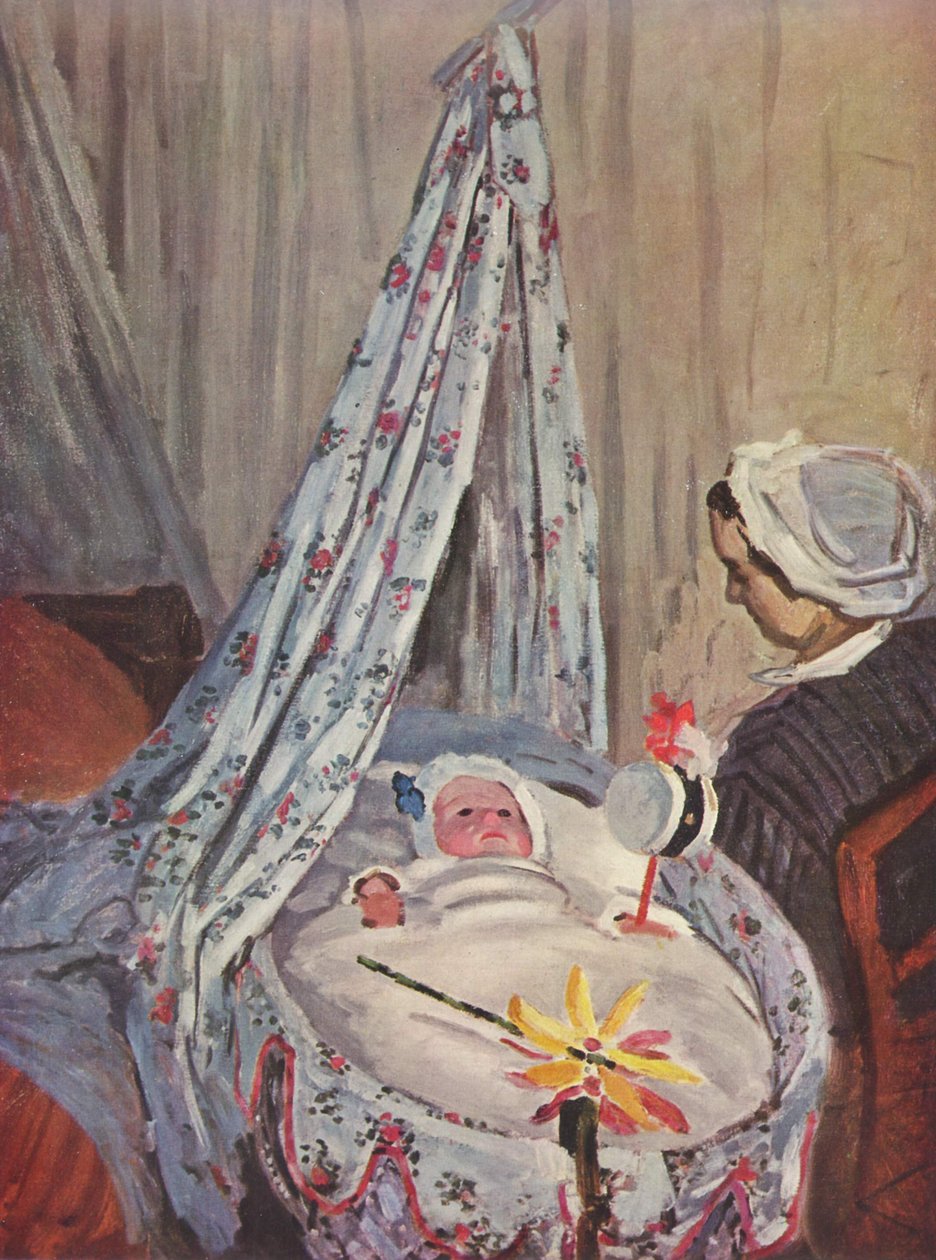 Jean Monet ve své kolébce od Claude Monet