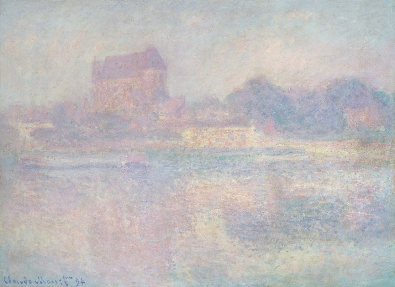 Vernon Church, mlha, 1884 od Claude Monet