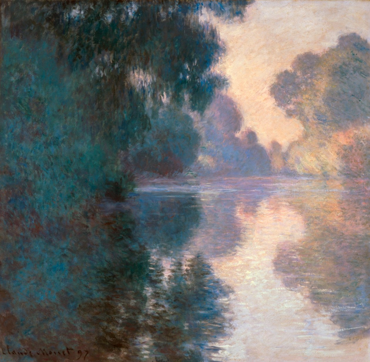 Topoly na řece Epte od Claude Monet