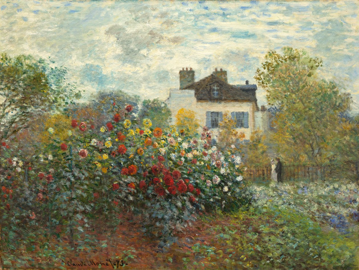 Umělcova zahrada v Argenteuil (koutek zahrady s jiřinami), 1873 od Claude Monet