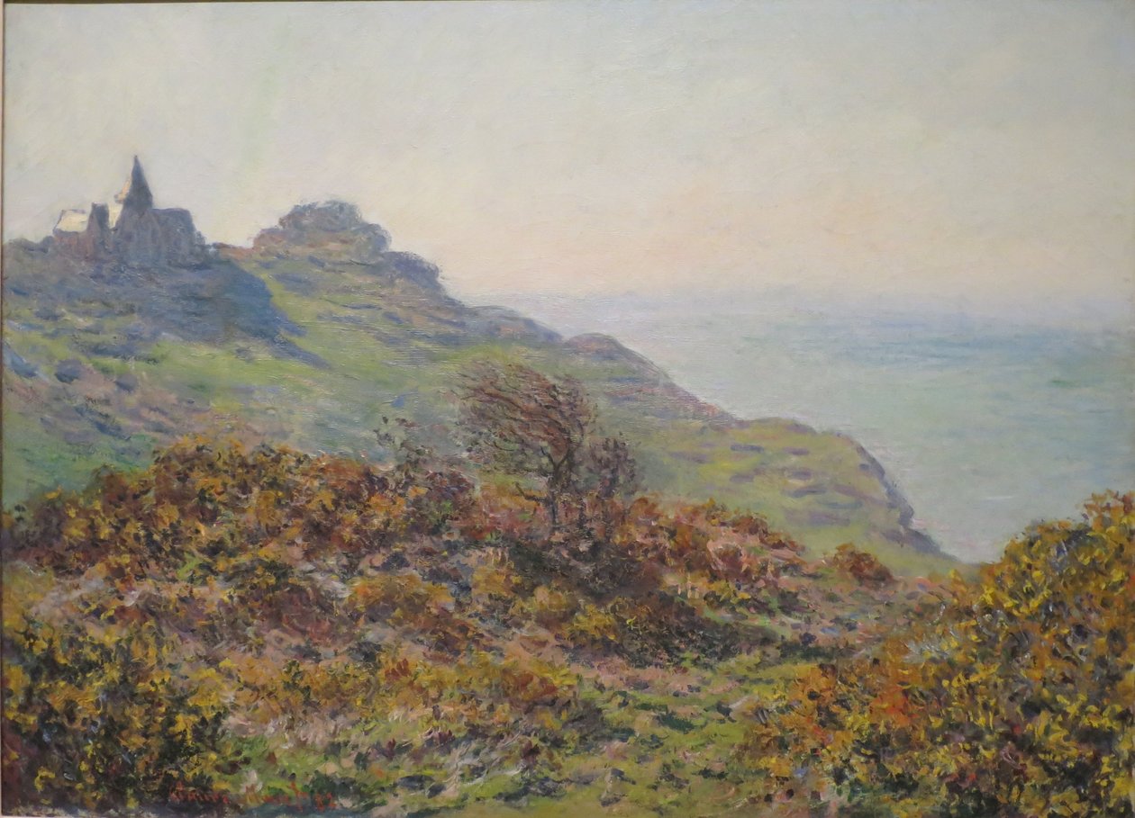 Kostel ve Varengeville a soutěska Moutiers Pass od Claude Monet