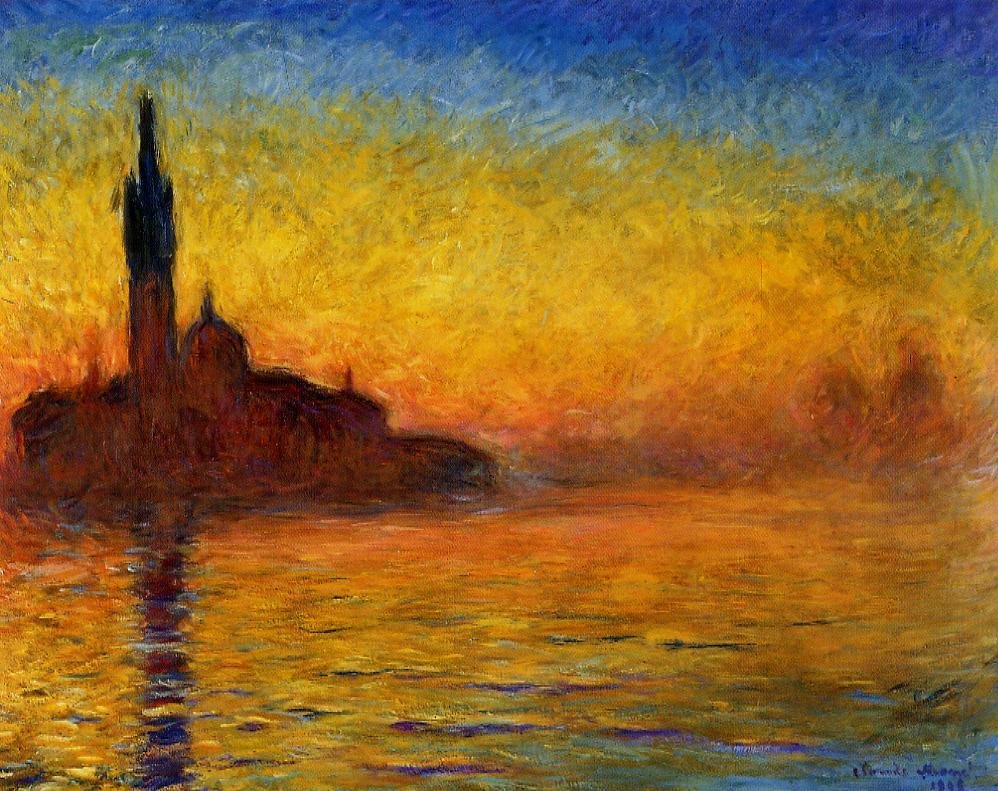Soumrak, Benátky od Claude Monet
