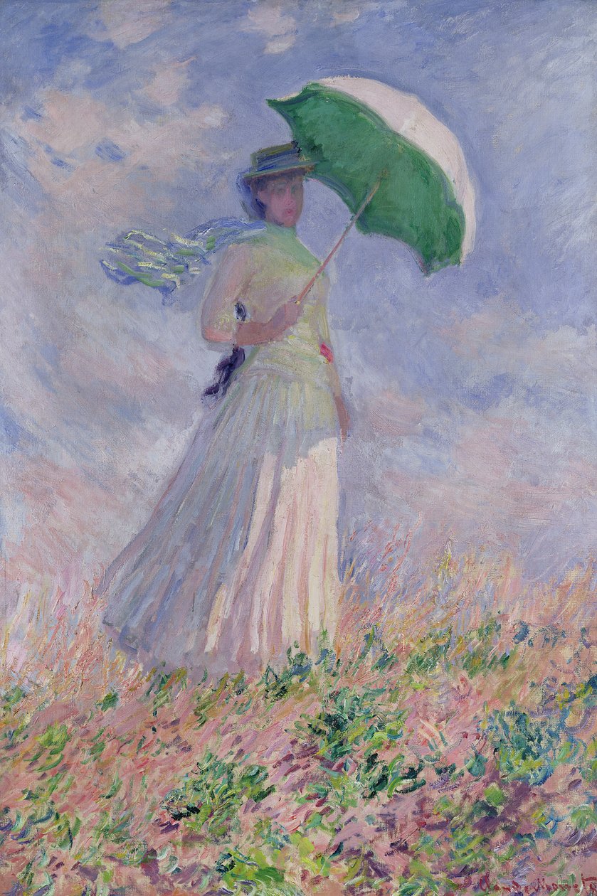 Žena se slunečníkem otočená doprava, 1886 od Claude Monet