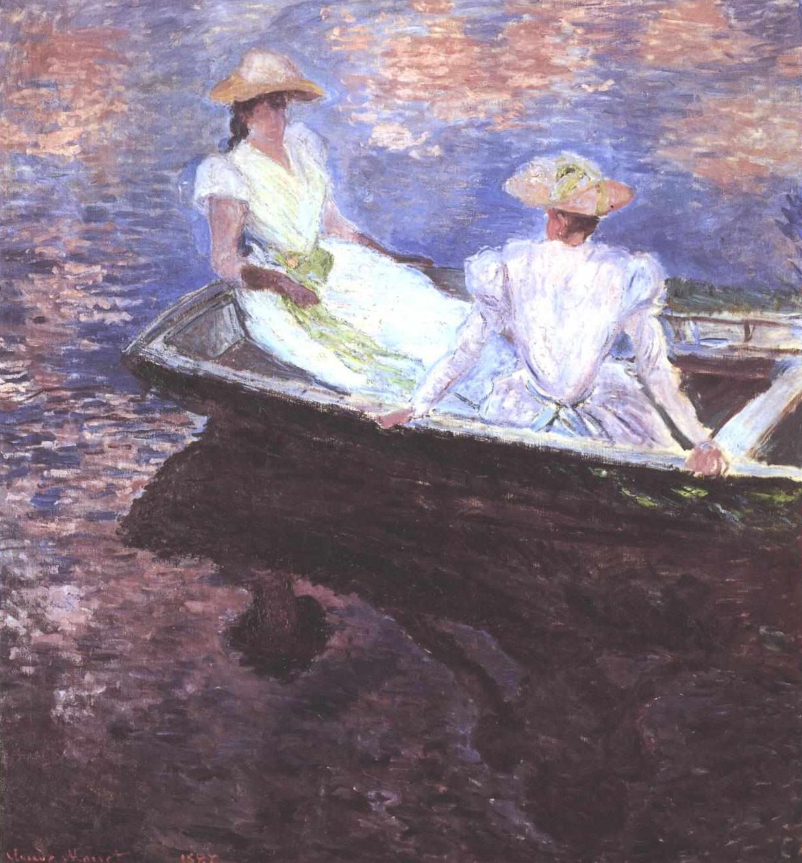 Dvě dívky na lodi od Claude Monet