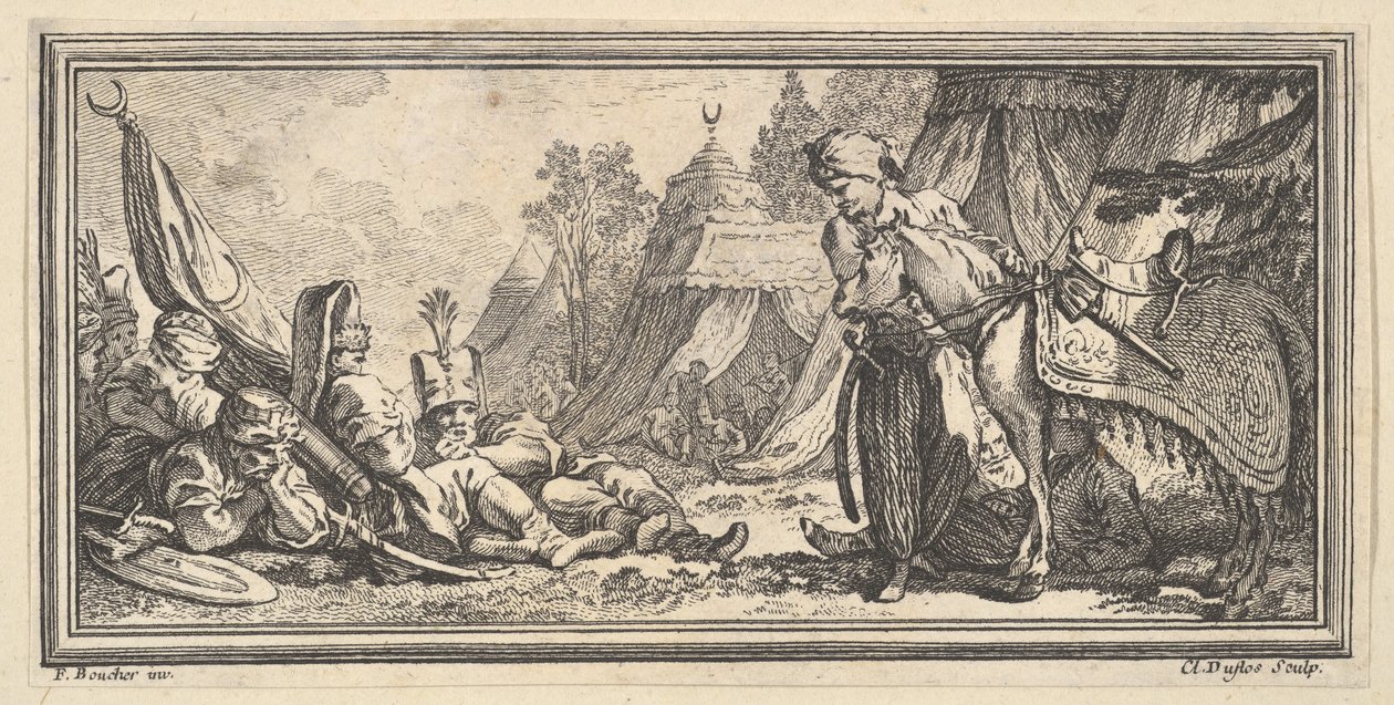 Turečtí vojáci na odpočinku, 1746-47. od Claude Augustin Duflos