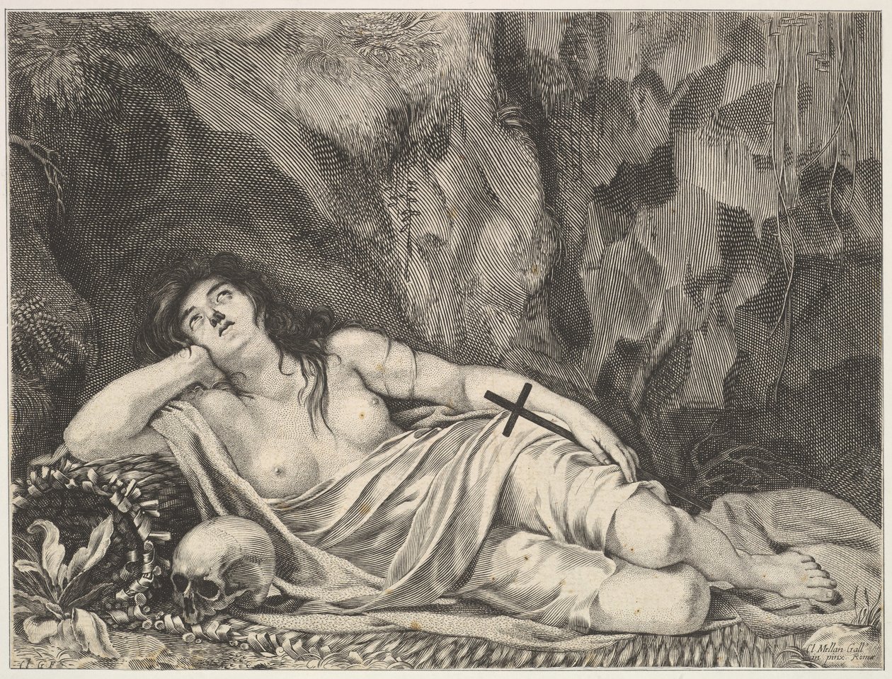 St. Mary Magdalena ležící v jeskyni. od Claude Goyrand