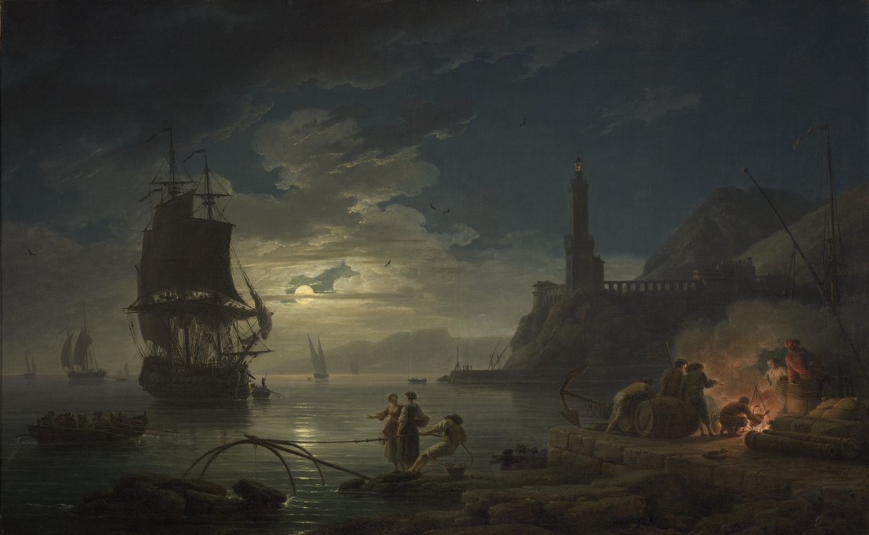 Pobřežní scéna v měsíčním světle, 1769 od Claude Joseph Vernet