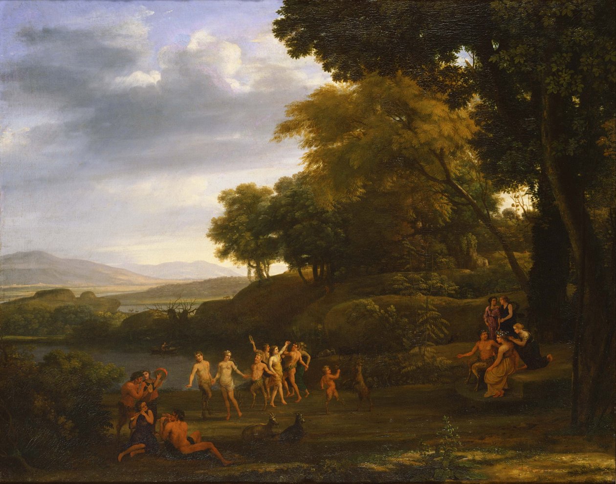 Krajina s tančícími satyry a nymfami. od Claude Lorrain